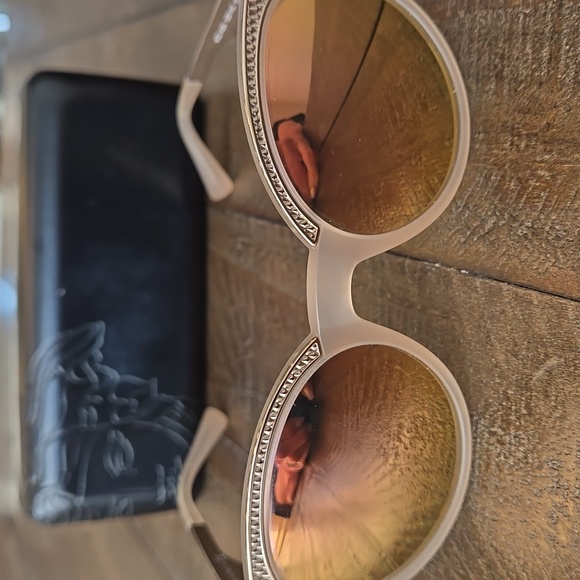 Versace Mirrored Blush/Rose Gold Cat Eye Sunglasses - Picture 1 of 11